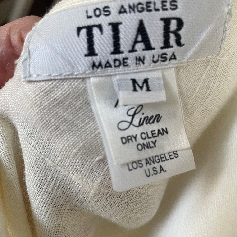 Tiar Los Angeles Silk and Linen Magnolia Minimalist Wedding Dress in Ivory, M - Picture 9 of 12